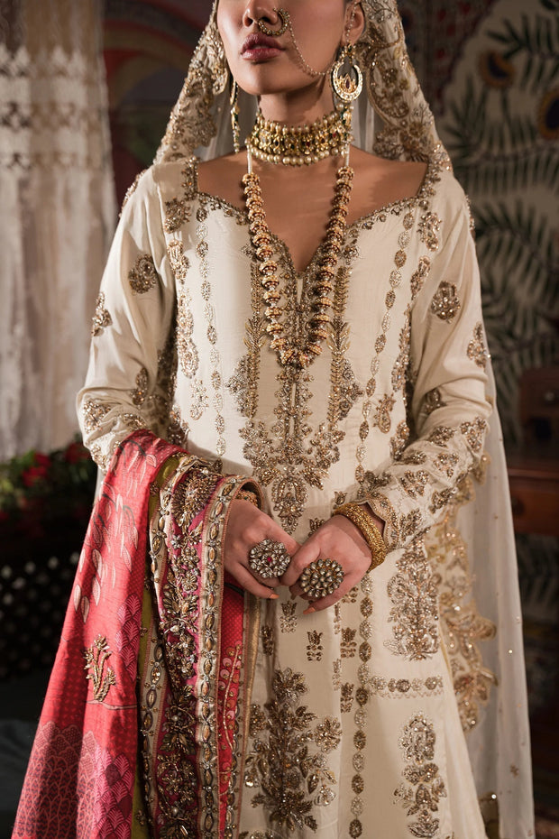 Ivory and Gold Gharara Set with Light Dupatta - BRIDAL
