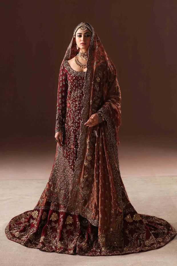 Maroon and Antique gold farshi gharara set - BRIDAL