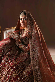 Maroon and Antique gold farshi gharara set - BRIDAL