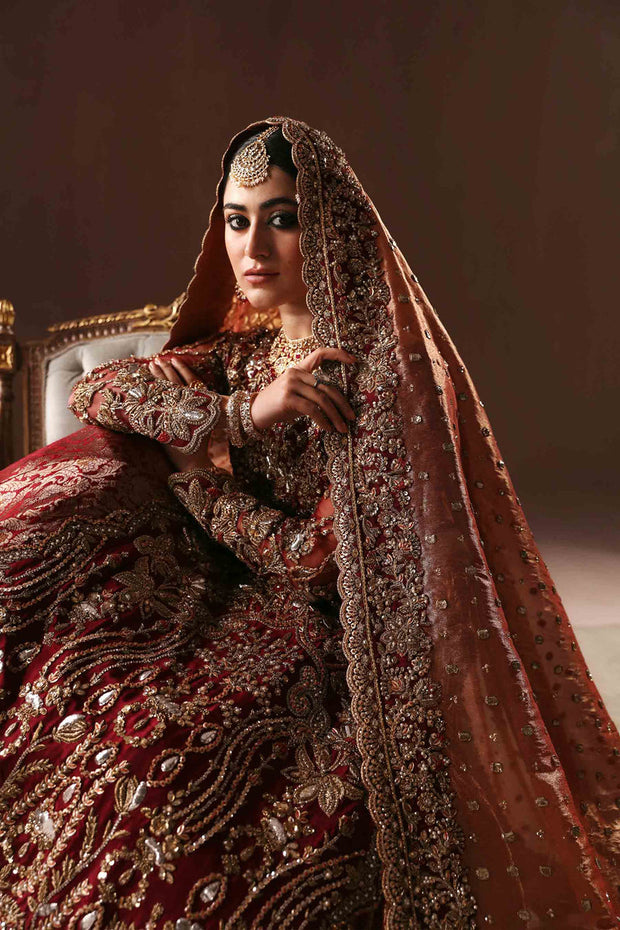 Maroon and Antique gold farshi gharara set - BRIDAL