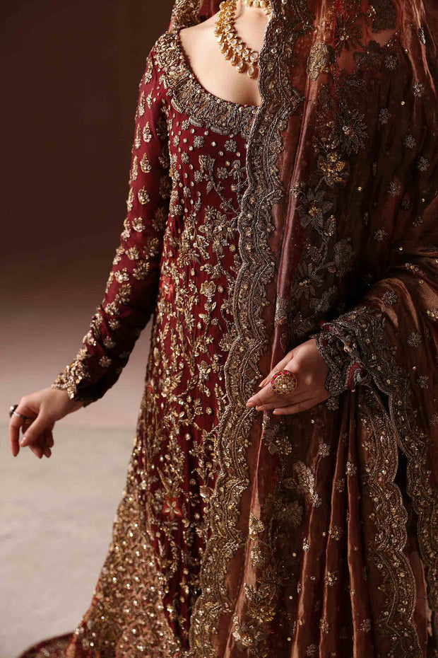 Maroon and Antique gold farshi gharara set - BRIDAL
