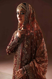 Maroon and Antique gold farshi gharara set - BRIDAL
